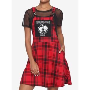 Hot Topic Scooby-Doo The Hex Girls Skirtall Dress Red Black Plaid Size SM